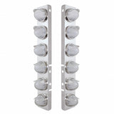 Peterbilt Stainless Front Air Cleaner Bracket w/ Twelve 9 LED Dual Function "GLO" Watermelon Lights & Visors - Amber LED/Clear Lens