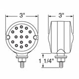 15 LED 3" Dual Function Reflector Double Face Light - Amber & Red LED/Clear Lens
