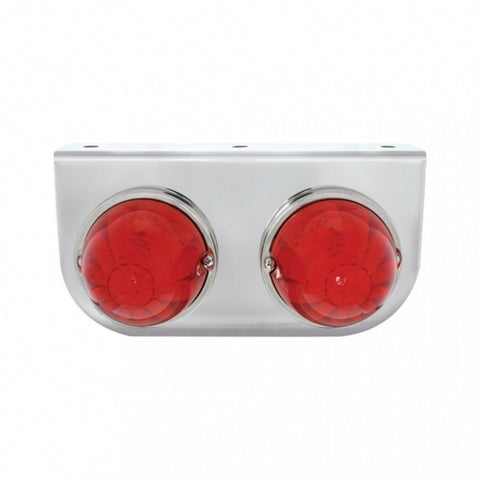 Stainless Light Bracket w/ Two 17 LED Watermelon Lights - Red LED/Red Lens