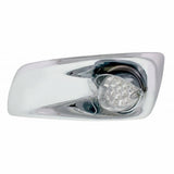 Kenworth T660 Front Bumper Light Bezel w/ 19 LED Reflector Light & Visor (Driver) - Amber LED/ Clear Lens