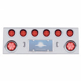 Stainless Rear Center Panel w/ Two 4" 7 LED & Six 2 1/2" 13 LED Light & Visor - Red LED/Red Lens