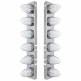 Peterbilt Stainless Front Air Cleaner Bracket w/ Twelve 9 LED Dual Function "GLO" Watermelon Lights & Bezels - Amber LED/Clear Lens