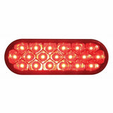 Stainless Top Mud Flap Plate w/ Three 19 LED 6" Oval Lights & Visors - Red LED/Red Lens