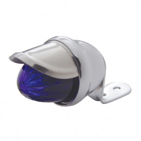 Chrome Mini Auxiliary Incandescent Light w/ Stainless Steel Visor - Blue