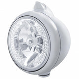Stainless Steel Guide 682-C Headlight H4 w/ White LED & Original Style LED Signal - Clear Lens