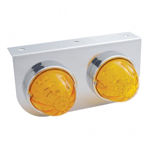 Stainless Light Bracket w/ Two 17 LED Watermelon Lights - Amber LED/Amber Lens