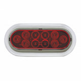 10 LED Oval Stop, Turn & Tail Light w/ Bezel - Red LED/Red Lens