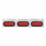 Stainless Top Mud Flap Plate w/ Three 19 LED 6" Oval Lights & Grommets - Red LED/Red Lens