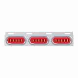 Stainless Top Mud Flap Bracket w/ Three 22 LED 6" Oval GLO Lights & Visors - Red LED/Clear Lens