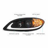 Black Projection Headlight With LED Turn Signal For International Prostar