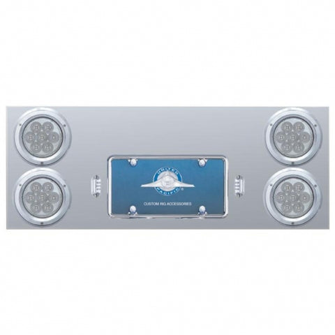 Stainless Rear Center Panel w/ Four 7 LED 4" Reflector Lights & Bezels - Red LED/Clear Lens