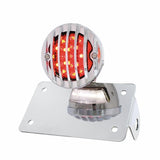 Motorcycle LED "Bobber" Style Horizontal Tail Light w/Chrome Grille Bezel-Smoke Lens