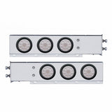 2 1/2" Bolt Pattern Chrome Spring Loaded Light Bar w/ Six 4" 10 LED Lights & Grommets - Red LED/Clear Lens