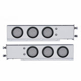 3 3/4" Bolt Pattern Chrome Spring Loaded Light Bar w/ Six 36 LED 4" Lights & Grommets - Red LED/Clear Lens