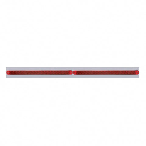 Chrome Top Mud Flap Plate w/ Two 19 LED 12" Reflector Light Bars - Red LED/Red Lens