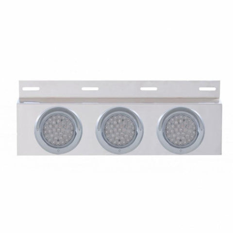 Stainless Top Mud Flap Plate w/ Three 36 LED 4" Lights & Visors - Red LED/Clear Lens