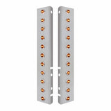 Peterbilt Stainless Front Air Cleaner Bracket w/ Twenty Two 3 LED Dual Function Mini Lights & Stainless Bezels - Amber LED/Amber Lens