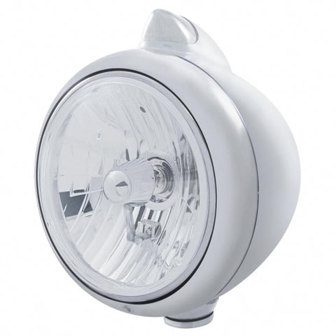 Stainless Steel Guide 682-C Headlight Crystal H4 & Original Style LED Signal - Clear Lens
