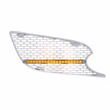Chrome Air Intake Grille w/ Reflector LED Light For 2013+ Peterbilt 579 - Amber LED/Clear Lens