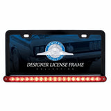 Black License Frame with 19 LED 12" Reflector Light Bar - Red LED/Red Lens