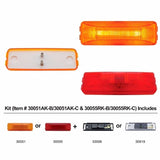 Rectangular Clearance/Marker Light Kit w/ Chrome Bracket - Red Lens