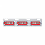Stainless Top Mud Flap Bracket w/ Three 22 LED 6" Oval GLO Lights & Visors - Red LED/Clear Lens