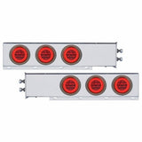 2" Bolt Pattern Stainless Spring Loaded Light Bar w/ Six 21 LED 4" "GLO" Lights & Grommets - Red LED/Red Lens