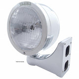 Stainless Steel Bullet Half Moon Headlight H6024 Bulb & LED Turn Signal - Clear Lens
