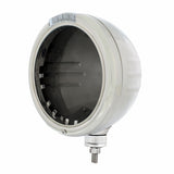 Stainless Steel Classic Stripe Headlight No Bulb w/ LED Signal - Clear Lens