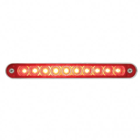 10 LED 6 1/2" Stop, Turn & Tail Light Bar w/ Bezel - Red LED/Red Lens