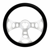 18" Chrome Aluminum "Chopper" Style Steering Wheel With Black Leather Rim