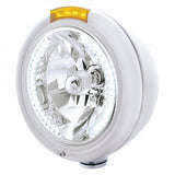 Chrome Classic Headlight H4 w/34 White LED & Dual Mode LED Signal - Amber Lens