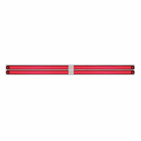 Chrome Top Mud Flap Plate w/ Four 24 LED 12" GLO Light Bars - Red LED/Red Lens