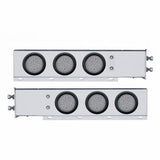 2 1/2" Bolt Pattern Chrome Spring Loaded Light Bar w/ Six 36 LED 4" Lights & Grommets - Red LED/Clear Lens