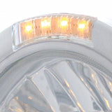 Stainless Steel Bullet Half Moon Headlight H4 w/ 10 Amber LED & Dual Mode LED Signal-Clear Lens