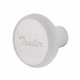 "Trailer" Deluxe Aluminum Screw-On Air Valve Knob w/Stainless Plaque - Pearl White