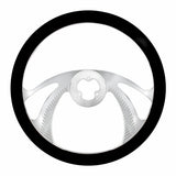 18" Chrome Aluminum "Scorpion" Style Steering Wheel With Black Leather Rim