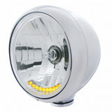 Chrome Guide 682-C Style Headlight H4 Bulb w/10 Amber LED