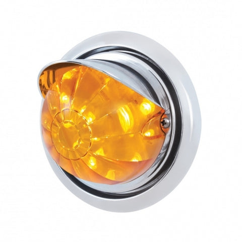 Freightliner Columbia Front Bumper Light w/ 17 LED Watermelon Light & Visor - Amber LED/Amber Lens