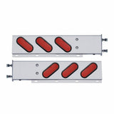 3 3/4" Bolt Pattern Stainless Spring Loaded Light Bar w/ 6 Oval 19 LED Lights & Grommets - Red LED/Red Lens