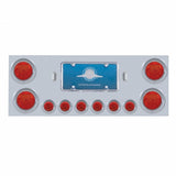 Stainless Rear Center Panel w/ Four 4" 7 LED & Six 2" 9 LED Light & Visor - Red LED/Red Lens