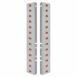 Peterbilt Stainless Front Air Cleaner Bracket w/ Twenty Six 2 LED Mini Lights & Stainless Bezels - Amber LED/Amber Lens