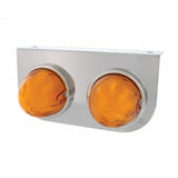 Stainless Light Bracket w/ Two 9 LED Dual Function "GLO" Watermelon Lights - Amber LED/Amber Lens