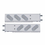 3 3/4" Bolt Pattern Stainless Spring Loaded Light Bar w/ 6 Oval 19 LED Lights & Visors - Red LED/Clear Lens