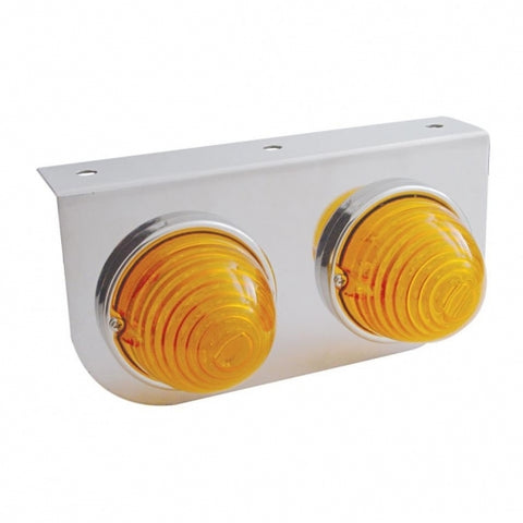 Stainless Light Bracket w/ Two 17 LED Beehive Lights - Amber LED/Amber Lens