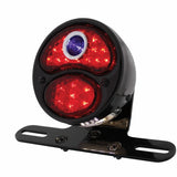 All-Black LED "DUO Lamp" Motorcycle Rear Fender Tail Light, Red LED Lens w/LED Blue Dot, 12 Volt