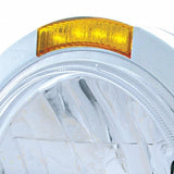 Stainless Steel Bullet Classic Headlight H4 w/ 10 Amber LED & Dual Mode LED Signal - Amber Lens