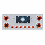 Stainless Rear Center Panel w/ 23 LED 4" & 9 LED 2" Mirage Light & Bezel - Red LED/Red Lens