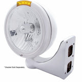 Stainless Steel Classic Headlight Crystal H4 Bulb & LED Turn Signal - Amber Lens