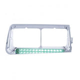 14 LED Freightliner FLD Headlight Bezel - Green LED/Clear Lens